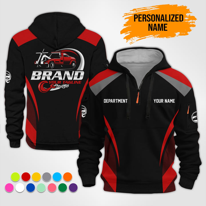 Personalized Name Tow Truck 3D Printed Quarter Zip Hoodie ST127