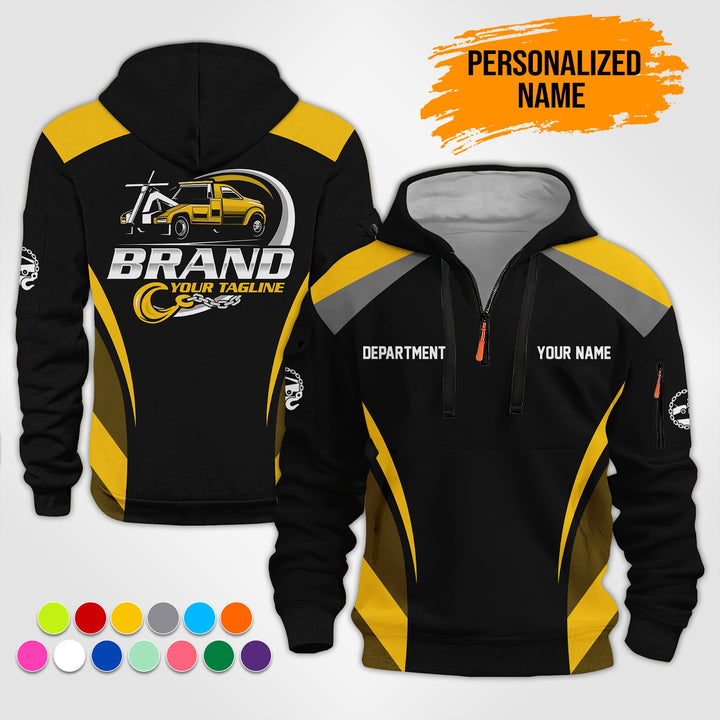 Personalized Name Tow Truck 3D Printed Quarter Zip Hoodie ST127