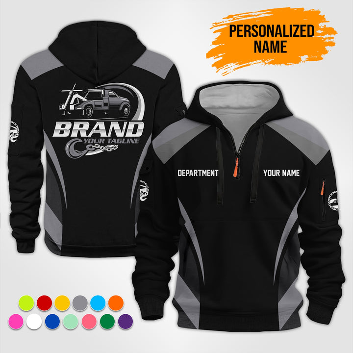Personalized Name Tow Truck 3D Printed Quarter Zip Hoodie ST127
