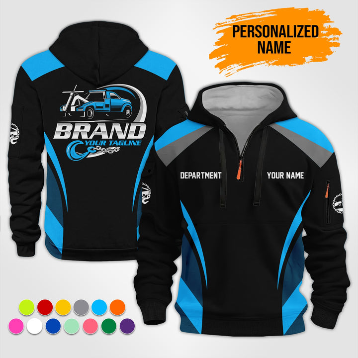 Personalized Name Tow Truck 3D Printed Quarter Zip Hoodie ST127