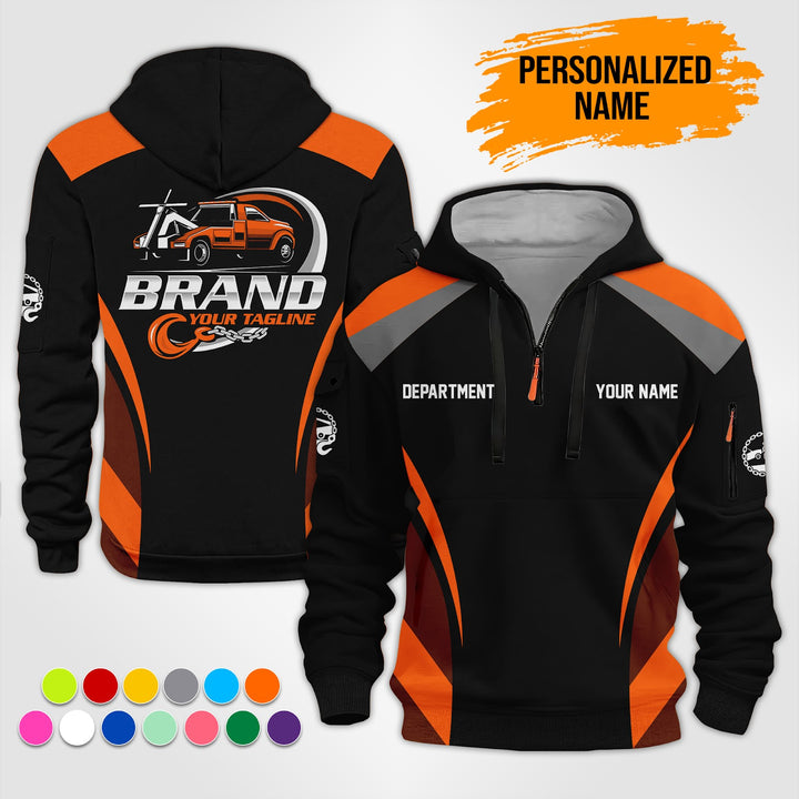 Personalized Name Tow Truck 3D Printed Quarter Zip Hoodie ST127