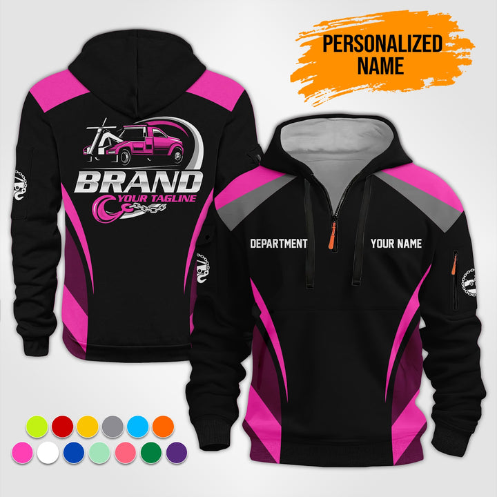 Personalized Name Tow Truck 3D Printed Quarter Zip Hoodie ST127