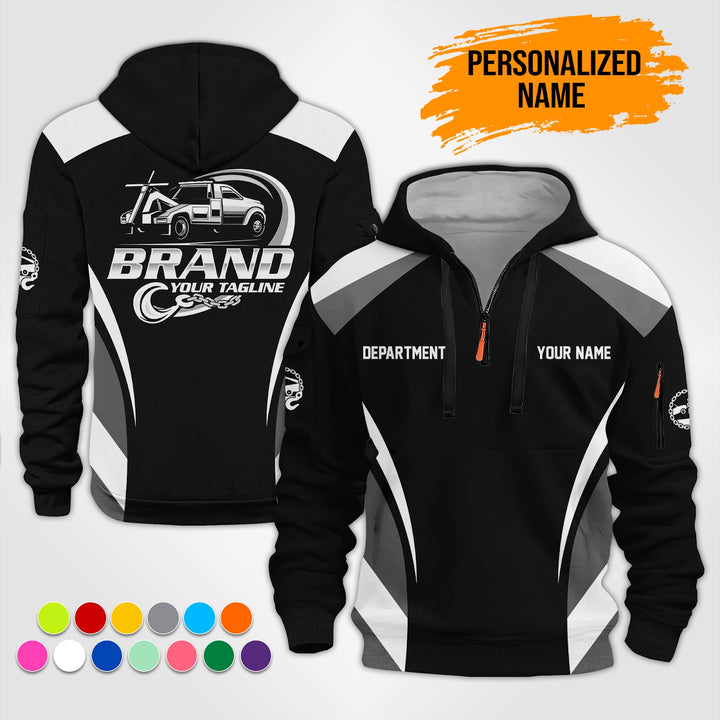 Personalized Name Tow Truck 3D Printed Quarter Zip Hoodie ST127