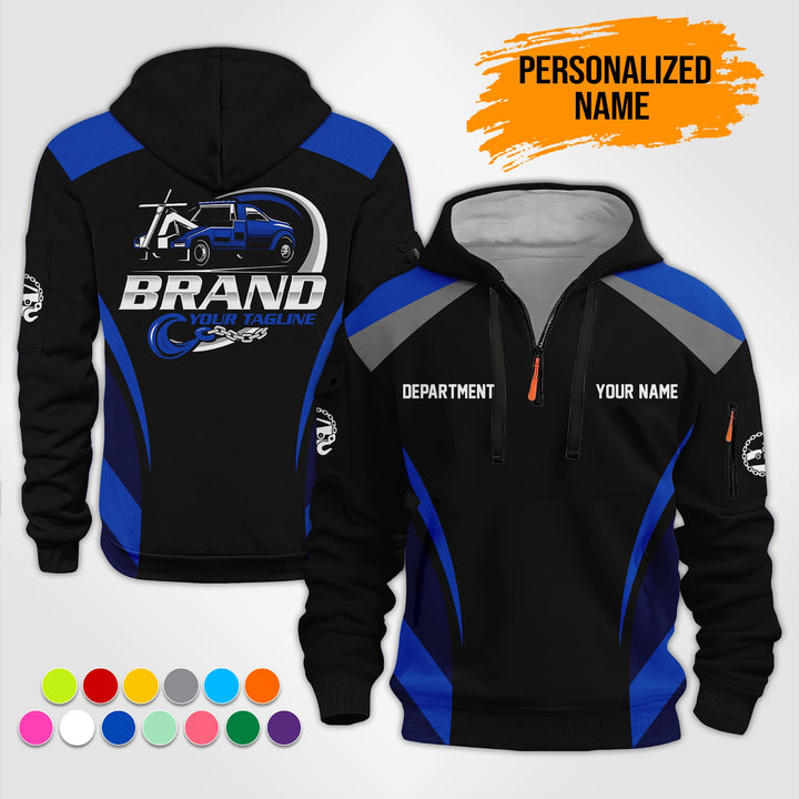 Personalized Name Tow Truck 3D Printed Quarter Zip Hoodie ST127