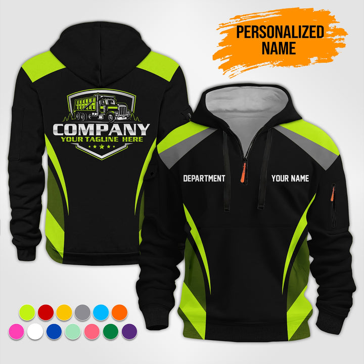 Personalized Name Dump Truck 3D Printed Quarter Zip Hoodie ST128