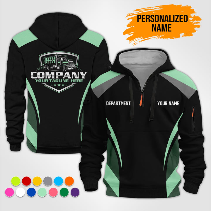 Personalized Name Dump Truck 3D Printed Quarter Zip Hoodie ST128