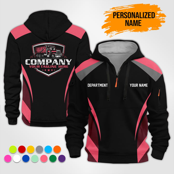 Personalized Name Dump Truck 3D Printed Quarter Zip Hoodie ST128