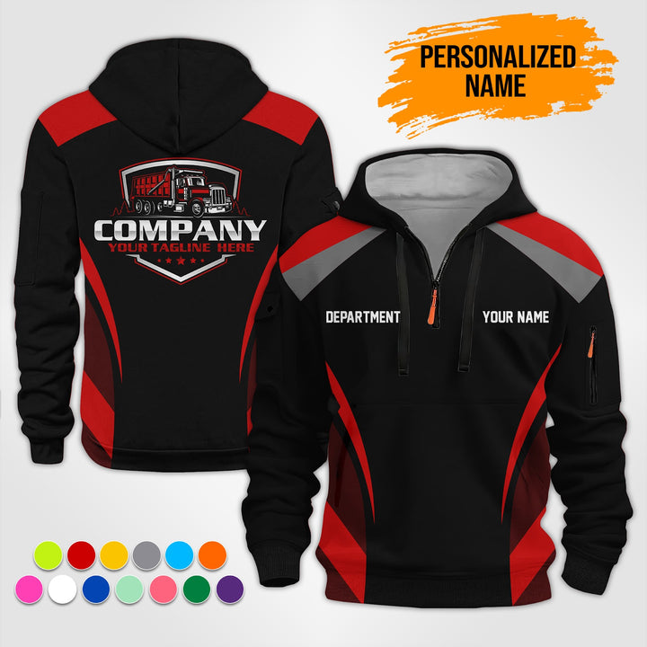 Personalized Name Dump Truck 3D Printed Quarter Zip Hoodie ST128