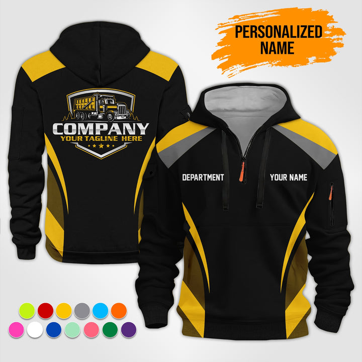 Personalized Name Dump Truck 3D Printed Quarter Zip Hoodie ST128