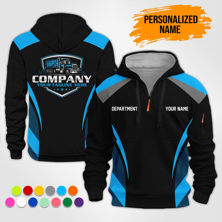 Personalized Name Dump Truck 3D Printed Quarter Zip Hoodie ST128