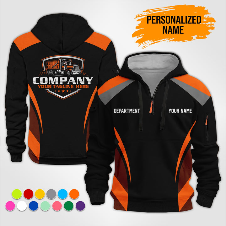Personalized Name Dump Truck 3D Printed Quarter Zip Hoodie ST128