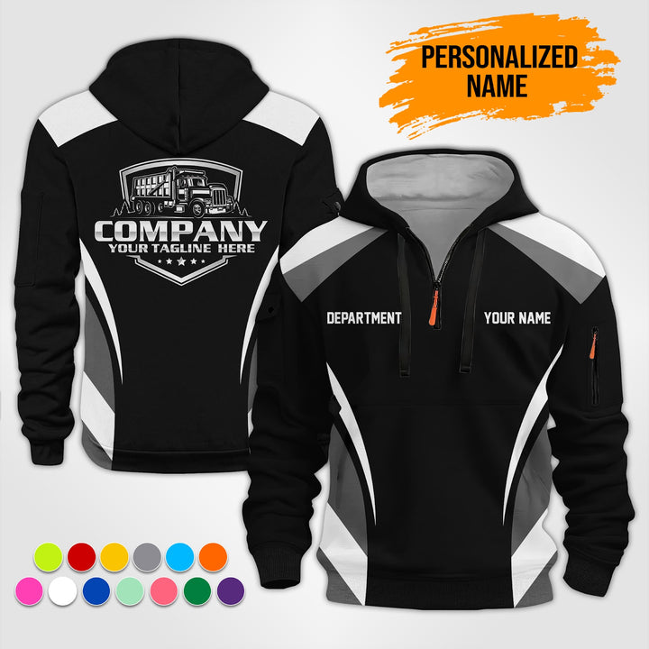 Personalized Name Dump Truck 3D Printed Quarter Zip Hoodie ST128