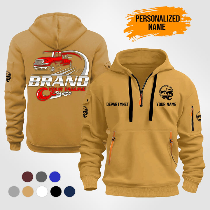 Personalized Name Tow Truck 3D Quarter Zip Hoodie ST169