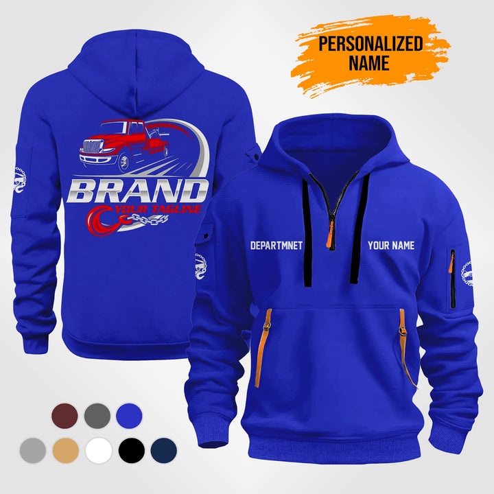 Personalized Name Tow Truck 3D Quarter Zip Hoodie ST169