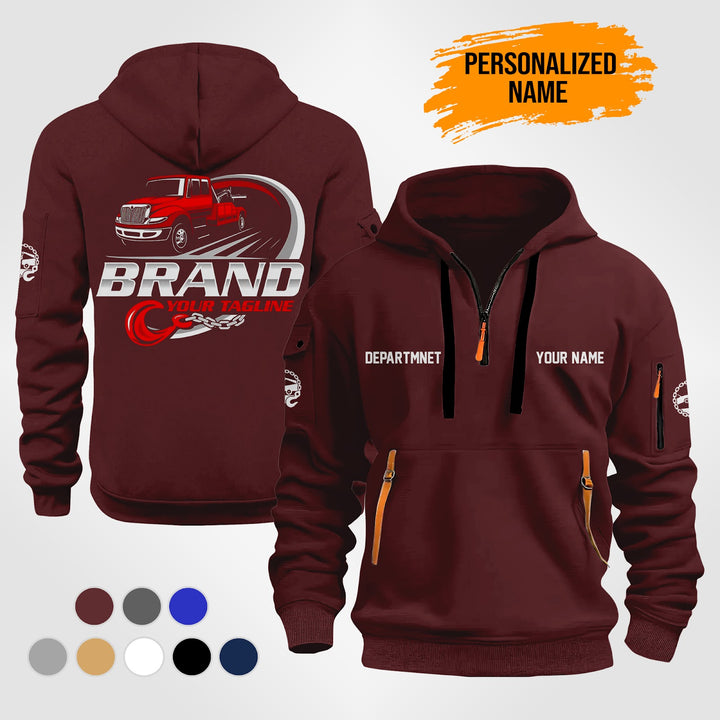 Personalized Name Tow Truck 3D Quarter Zip Hoodie ST169