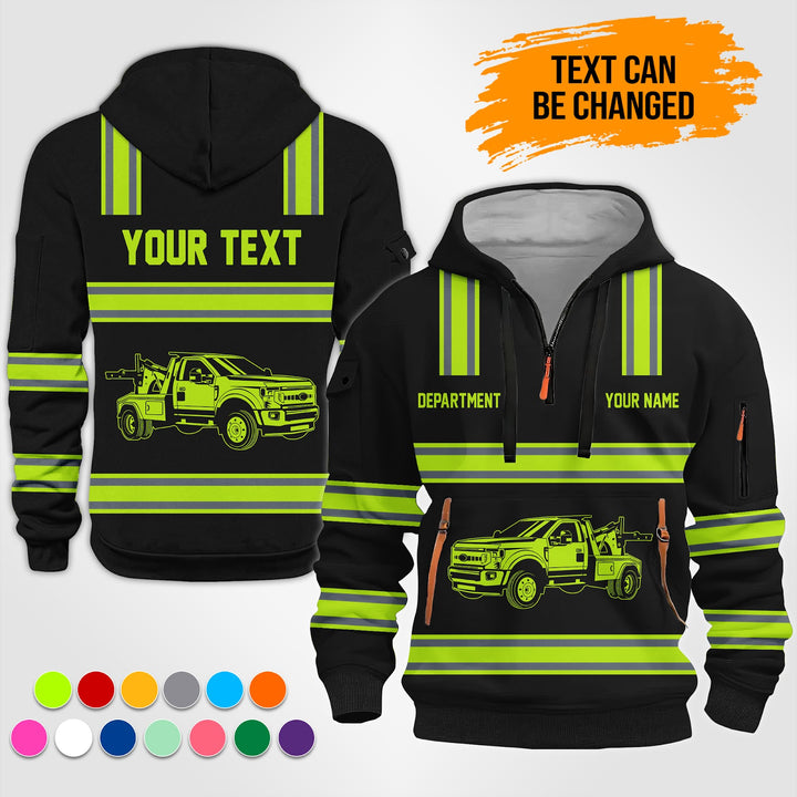 Personalized Name Tow Truck 3D Printed Quarter Zip Hoodie TZ929