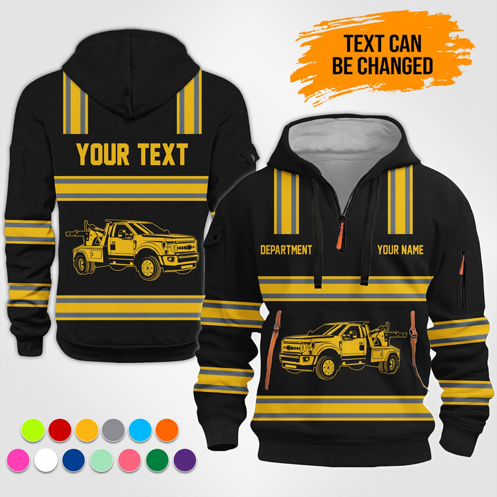 Personalized Name Tow Truck 3D Printed Quarter Zip Hoodie TZ929