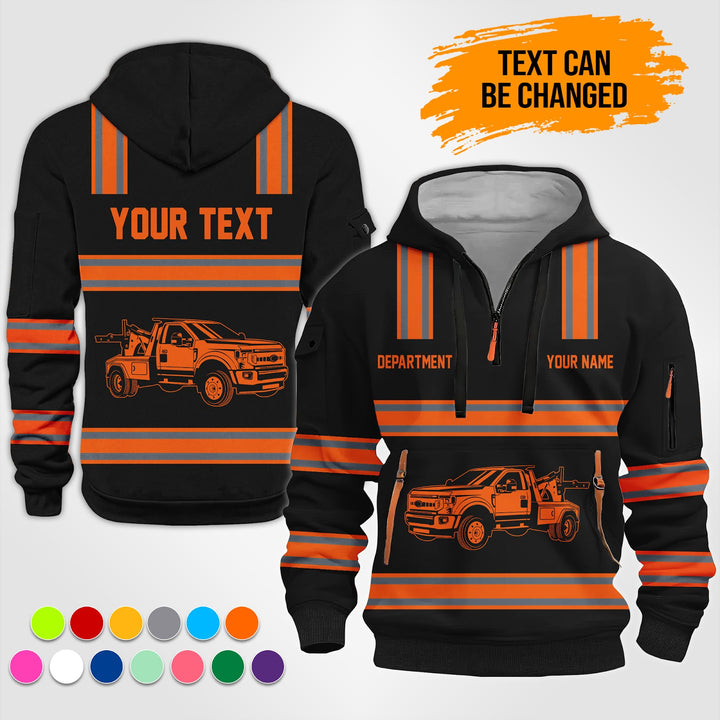 Personalized Name Tow Truck 3D Printed Quarter Zip Hoodie TZ929