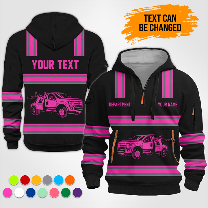 Personalized Name Tow Truck 3D Printed Quarter Zip Hoodie TZ929