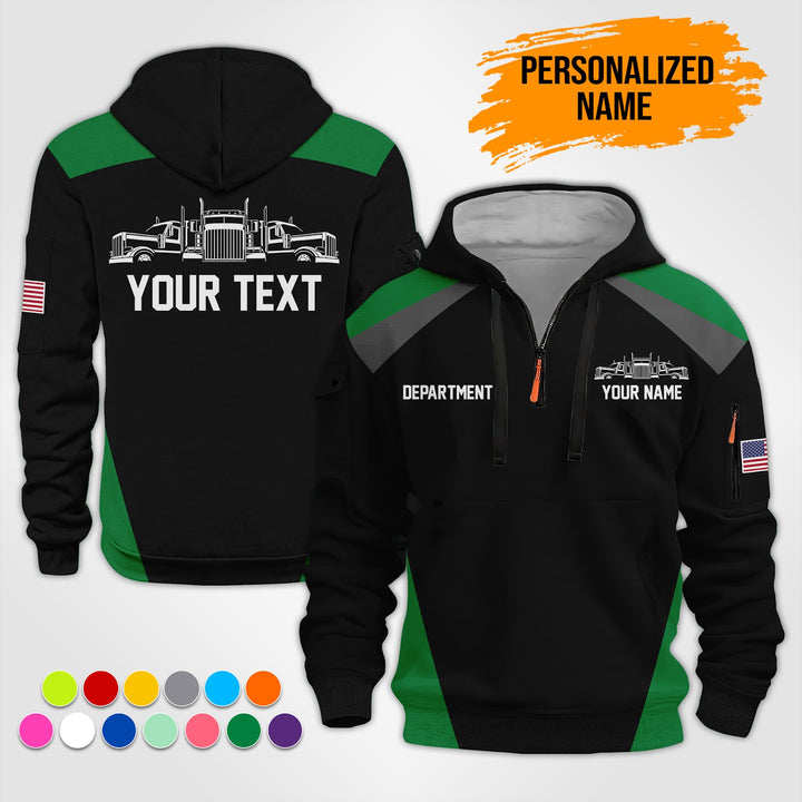 Personalized Name Semi Truck 3D Printed Quarter Zip Hoodie ST181