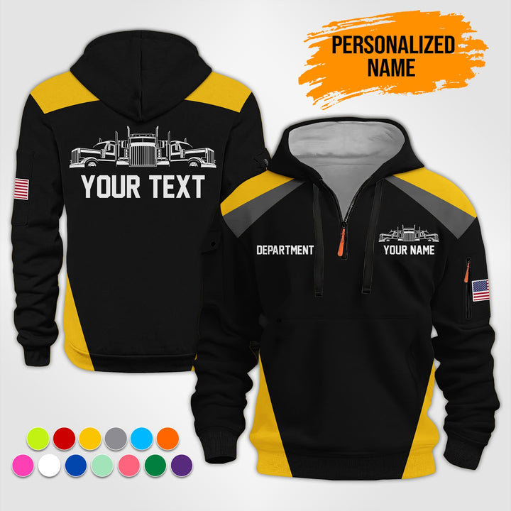 Personalized Name Semi Truck 3D Printed Quarter Zip Hoodie ST181