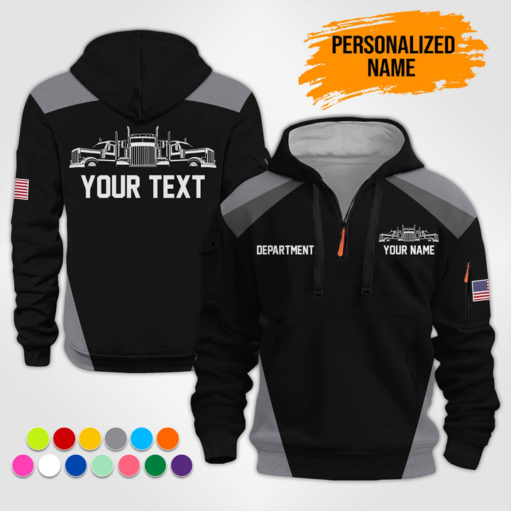 Personalized Name Semi Truck 3D Printed Quarter Zip Hoodie ST181