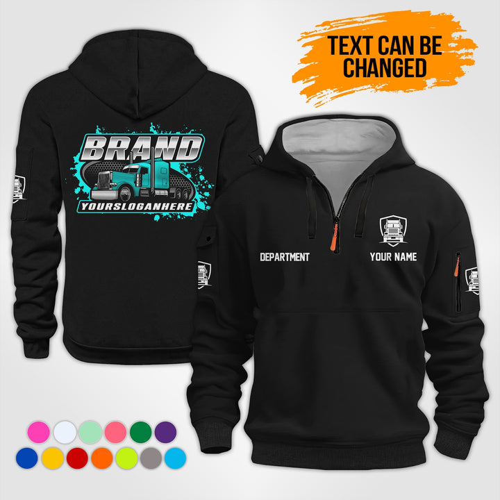 Personalized Name Semi Truck 3D Printed Quarter Zip Hoodie KS883