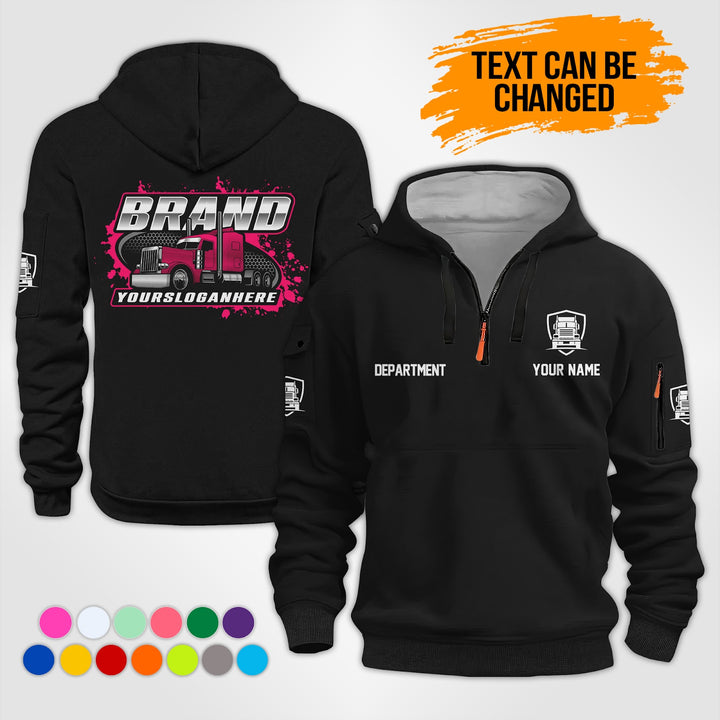 Personalized Name Semi Truck 3D Printed Quarter Zip Hoodie KS883