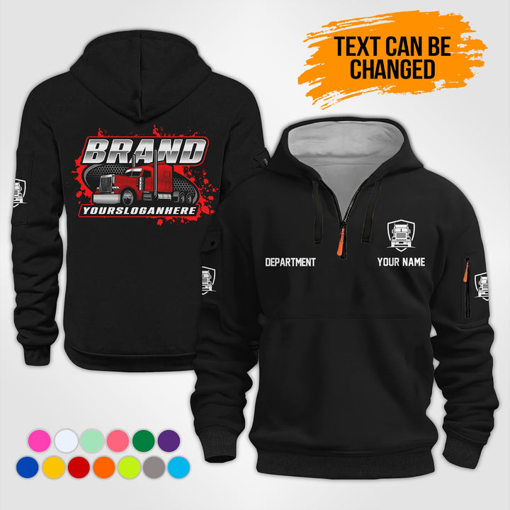 Personalized Name Semi Truck 3D Printed Quarter Zip Hoodie KS883