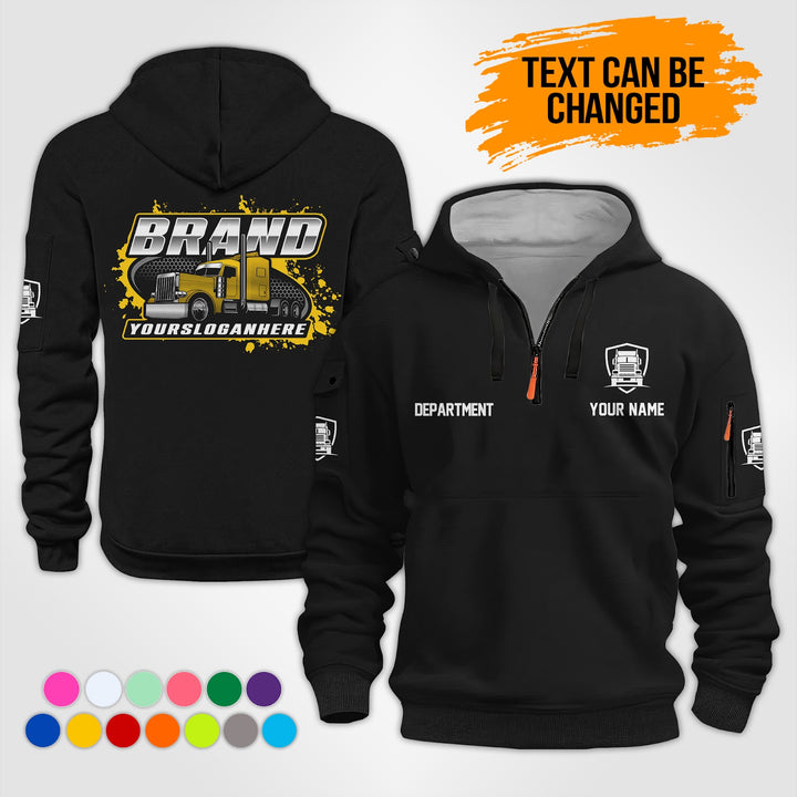 Personalized Name Semi Truck 3D Printed Quarter Zip Hoodie KS883