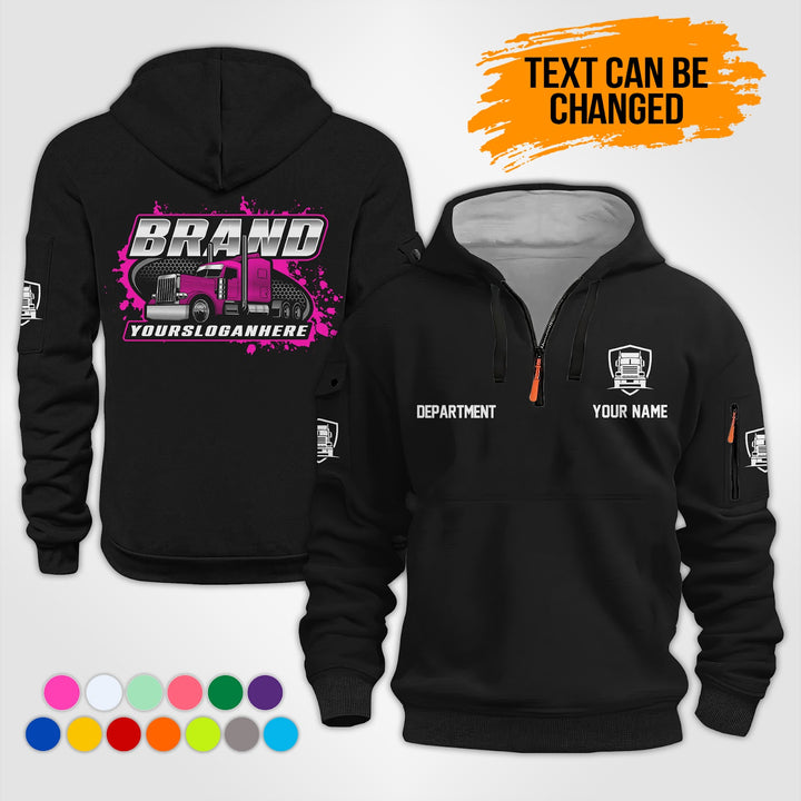 Personalized Name Semi Truck 3D Printed Quarter Zip Hoodie KS883