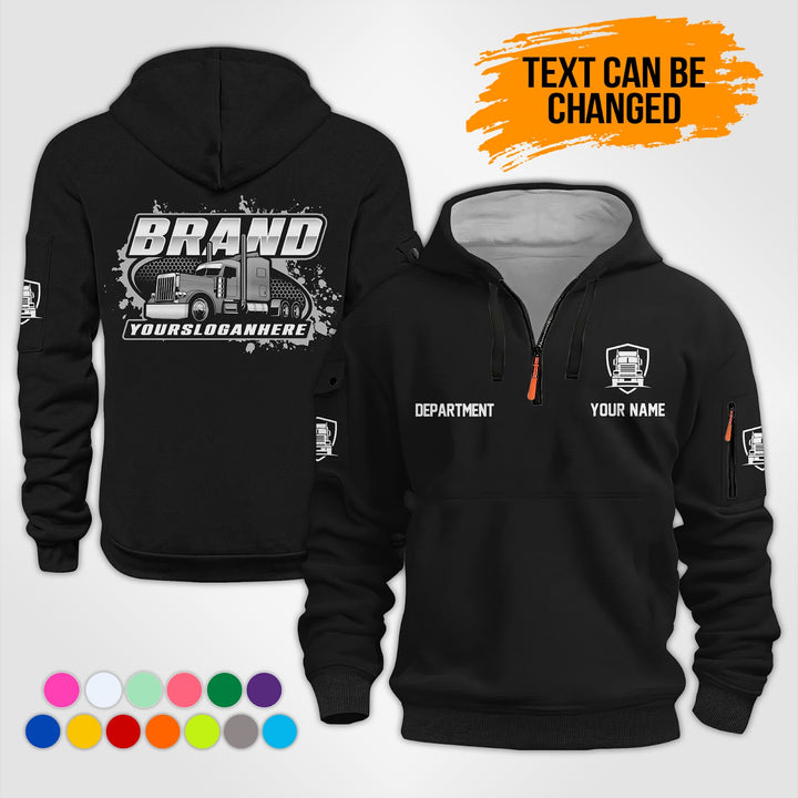 Personalized Name Semi Truck 3D Printed Quarter Zip Hoodie KS883