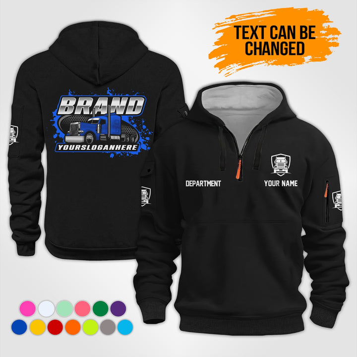 Personalized Name Semi Truck 3D Printed Quarter Zip Hoodie KS883