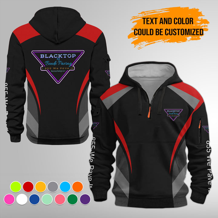 Customized Text and Logo Mechanic Uniform 3D Quarter Zip Hoodie KL688