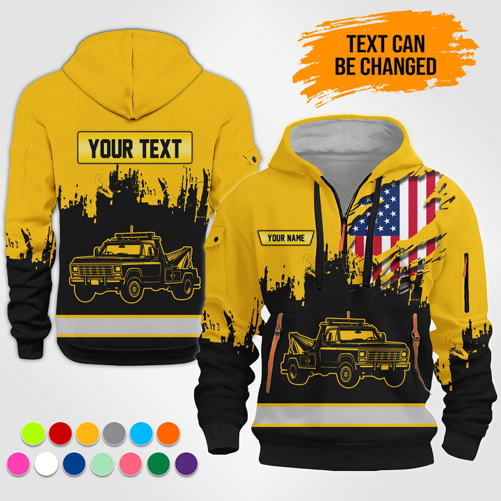 Personalized Name Tow Truck 3D Quarter Zip Hoodie TZ944