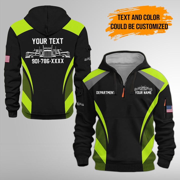 Personalized Name Semi Truck 3D Printed Quarter Zip Hoodie FY383