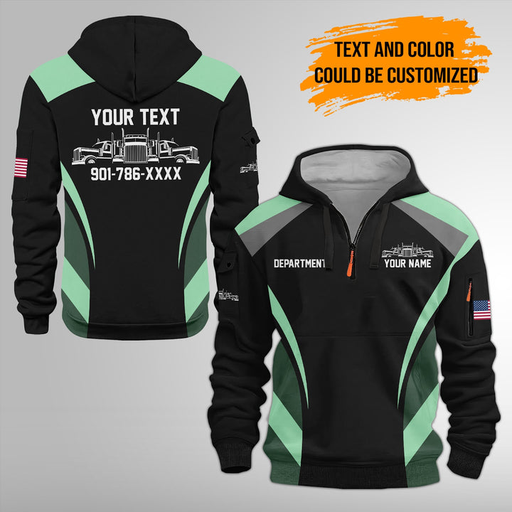 Personalized Name Semi Truck 3D Printed Quarter Zip Hoodie FY383