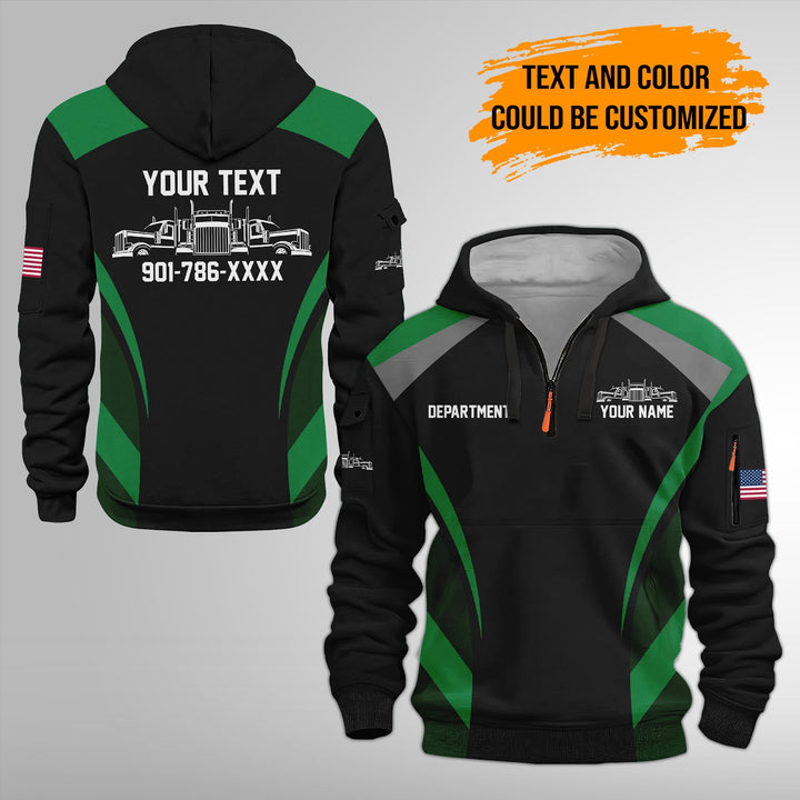 Personalized Name Semi Truck 3D Printed Quarter Zip Hoodie FY383