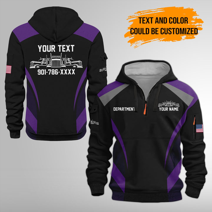 Personalized Name Semi Truck 3D Printed Quarter Zip Hoodie FY383