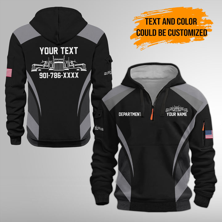 Personalized Name Semi Truck 3D Printed Quarter Zip Hoodie FY383