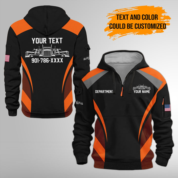 Personalized Name Semi Truck 3D Printed Quarter Zip Hoodie FY383