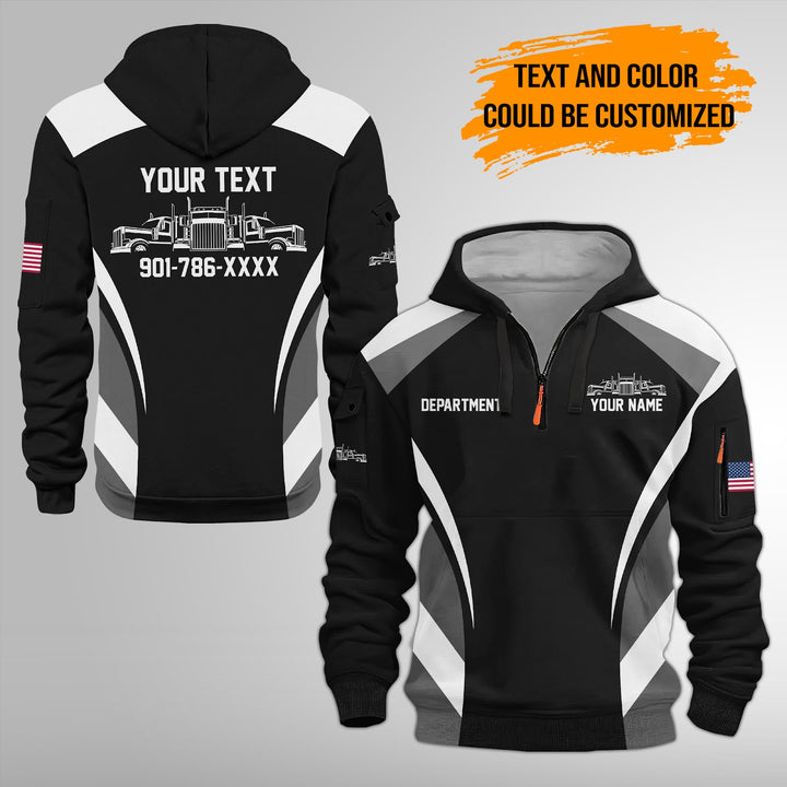 Personalized Name Semi Truck 3D Printed Quarter Zip Hoodie FY383
