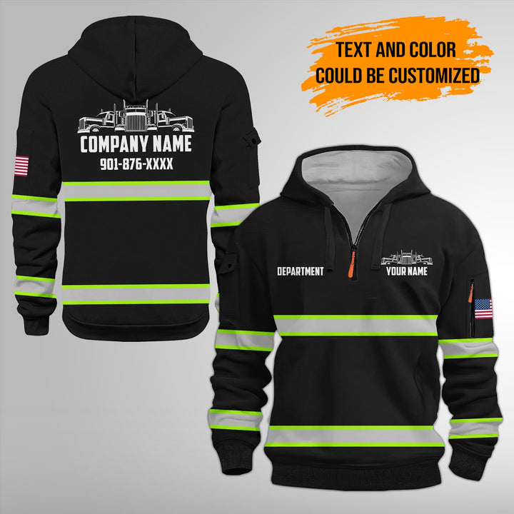 Personalized Name Semi Truck 3D Printed Quarter Zip Hoodie FY384