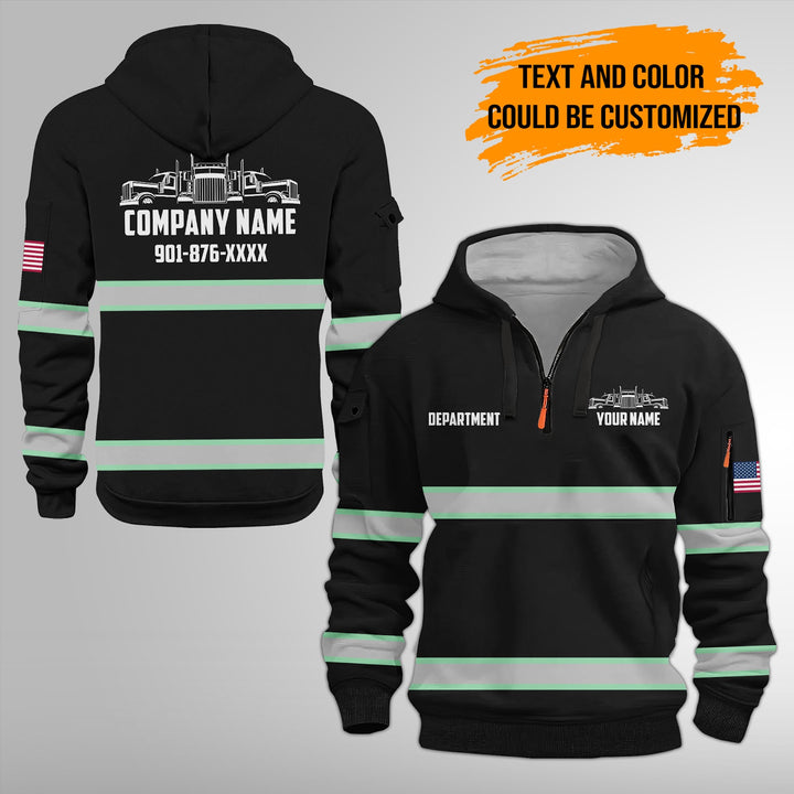Personalized Name Semi Truck 3D Printed Quarter Zip Hoodie FY384