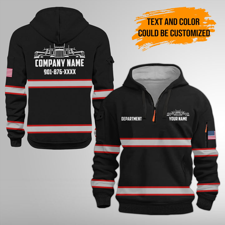 Personalized Name Semi Truck 3D Printed Quarter Zip Hoodie FY384