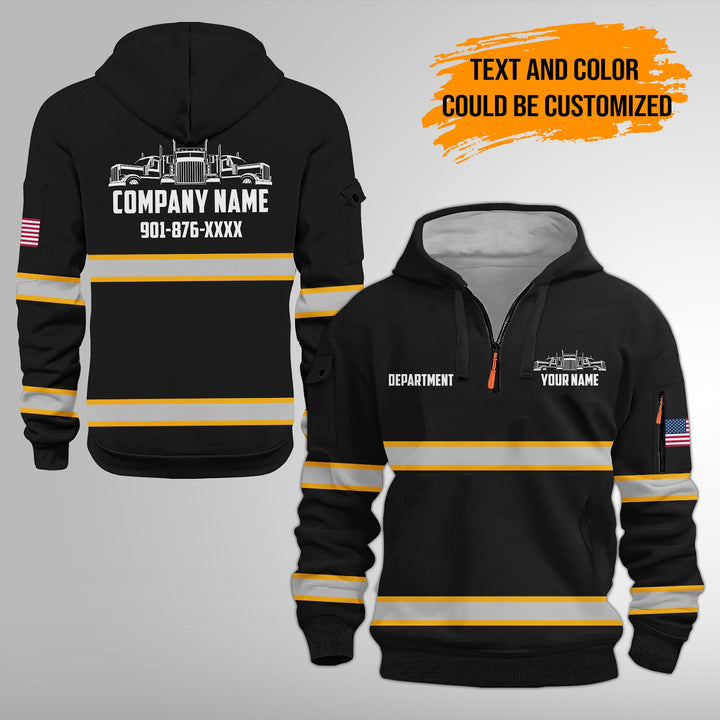 Personalized Name Semi Truck 3D Printed Quarter Zip Hoodie FY384
