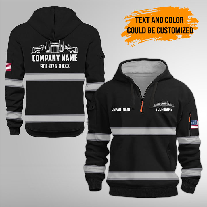 Personalized Name Semi Truck 3D Printed Quarter Zip Hoodie FY384