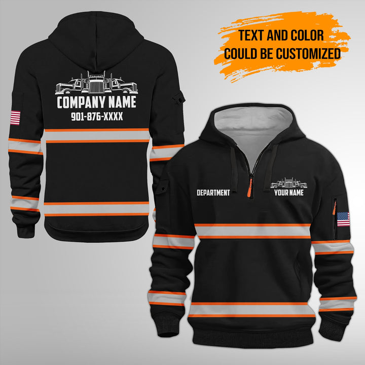 Personalized Name Semi Truck 3D Printed Quarter Zip Hoodie FY384