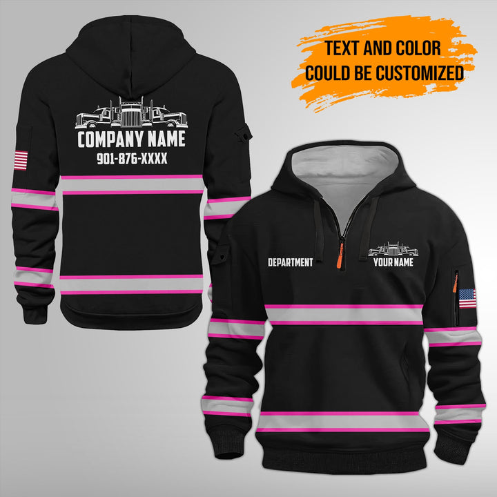 Personalized Name Semi Truck 3D Printed Quarter Zip Hoodie FY384