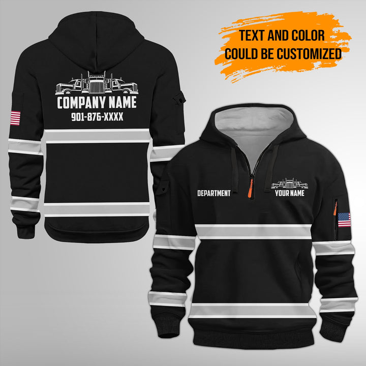 Personalized Name Semi Truck 3D Printed Quarter Zip Hoodie FY384